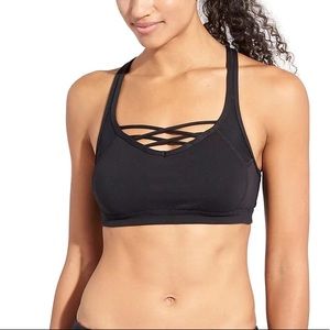 Athleta Mind Over Mat Sports Bra Black Crossover Lululemon Workout Exercise Pad